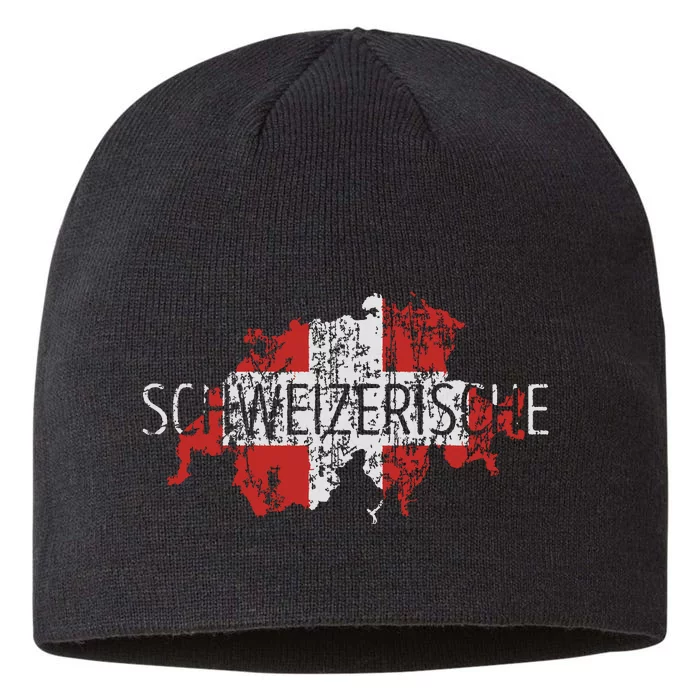 Switzerland Map Flag Souvenir Distressed Schweizerische 8 1/2in Sustainable Knit Beanie