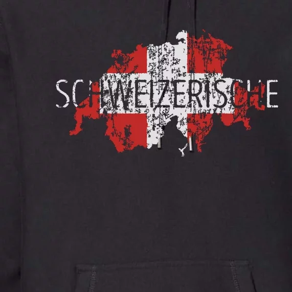 Switzerland Map Flag Souvenir Distressed Schweizerische Premium Hoodie