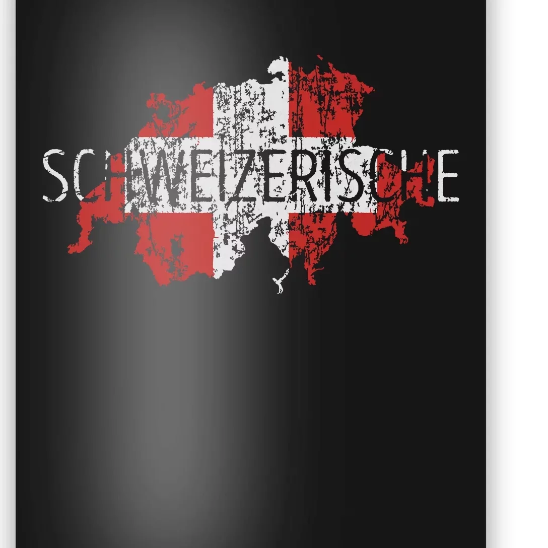 Switzerland Map Flag Souvenir Distressed Schweizerische Poster