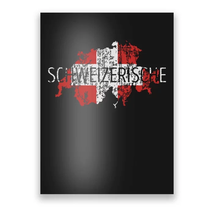 Switzerland Map Flag Souvenir Distressed Schweizerische Poster