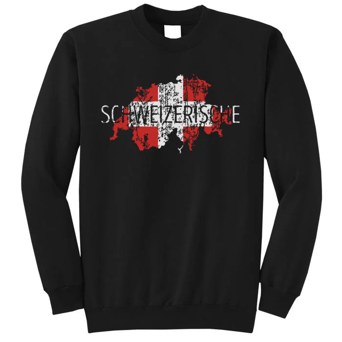 Switzerland Map Flag Souvenir Distressed Schweizerische Tall Sweatshirt