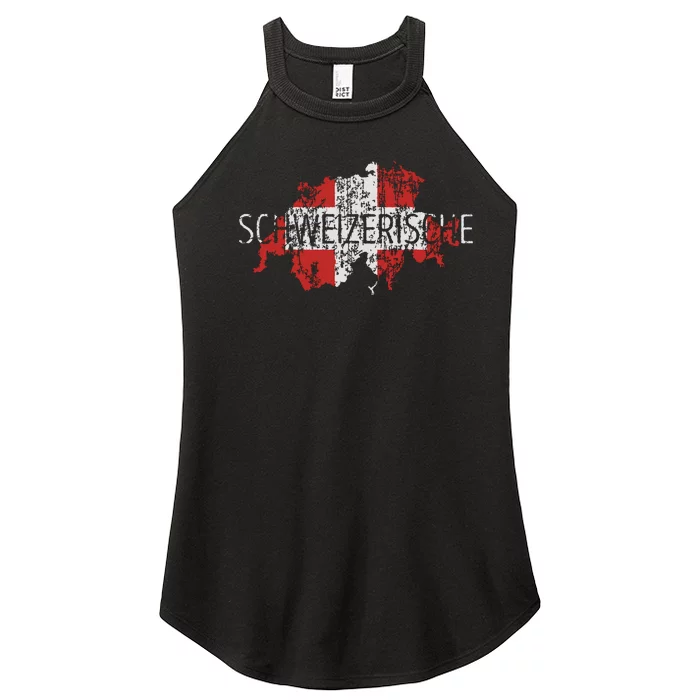 Switzerland Map Flag Souvenir Distressed Schweizerische Women’s Perfect Tri Rocker Tank