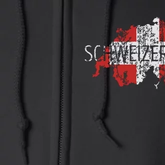 Switzerland Map Flag Souvenir Distressed Schweizerische Full Zip Hoodie