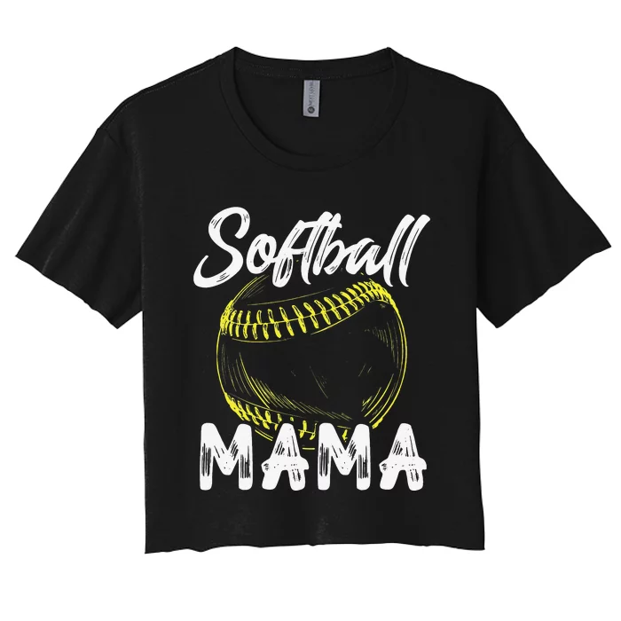 Softball Mama For  Family Matching Players Mothers Day Women's Crop Top Tee