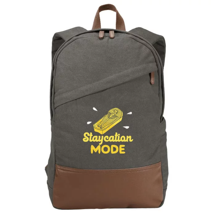 Staycation Mode Funny Sarcophagus For Egyptian Artifacts Fan Cotton Canvas Backpack