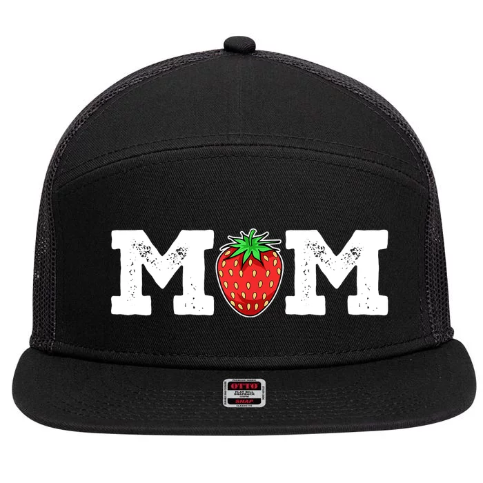 Strawberry Mom Fruit Lover Fruitarian Mother's Day Berry 7 Panel Mesh Trucker Snapback Hat