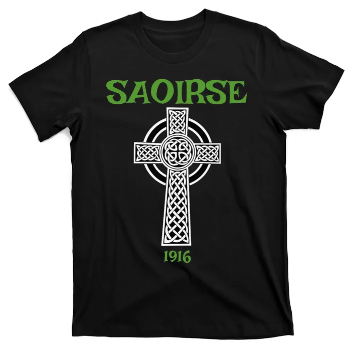 Saoirse meaning Freedom Irish Republican With Celtic Cross T-Shirt