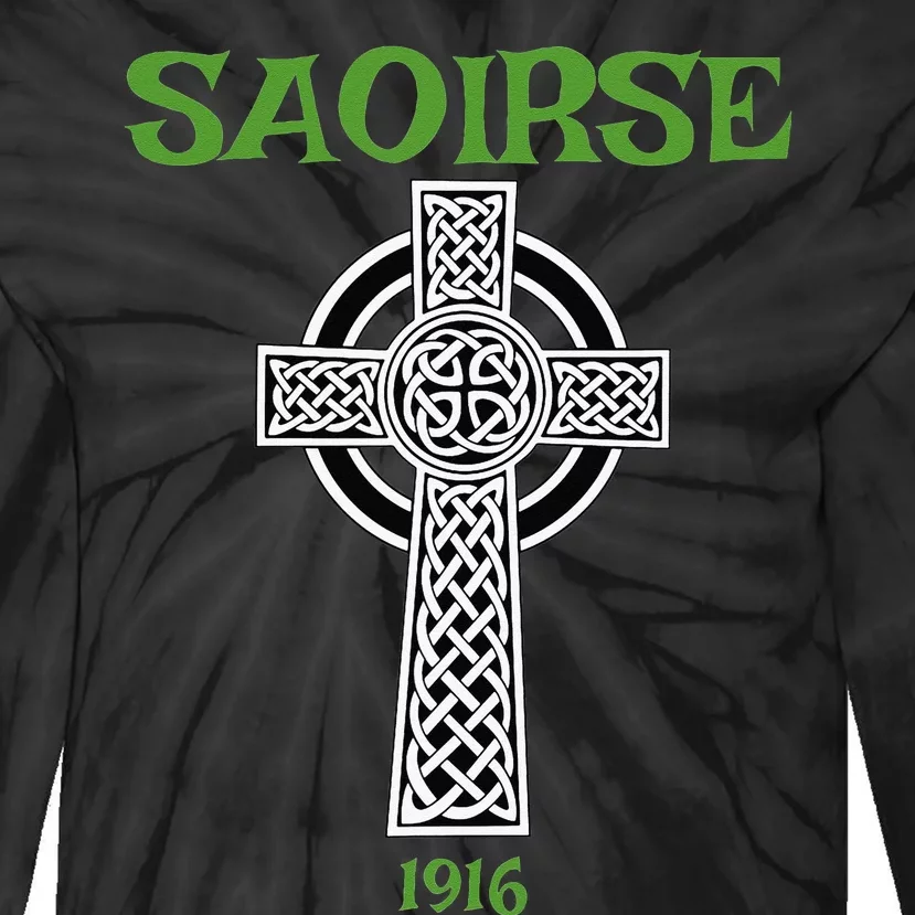 Saoirse meaning Freedom Irish Republican With Celtic Cross Tie-Dye Long Sleeve Shirt