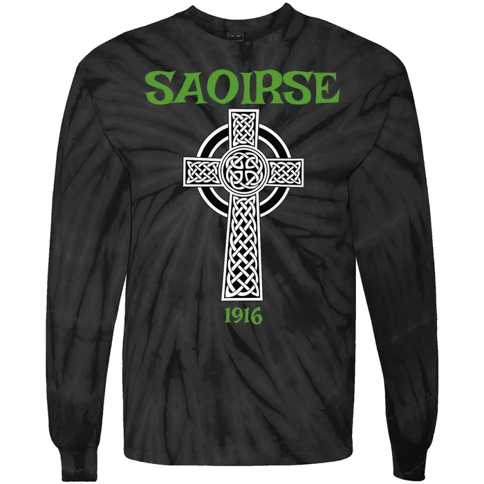 Saoirse meaning Freedom Irish Republican With Celtic Cross Tie-Dye Long Sleeve Shirt