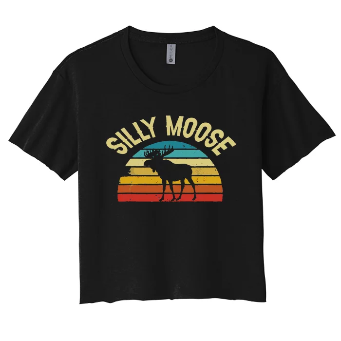 Silly Moose Funny Word Pun Women's Crop Top Tee