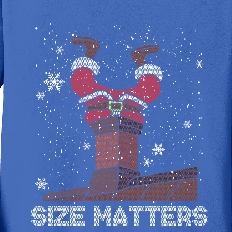 Size Matters Fat Santa Claus Chimney Ugly Christmas Sweater Cool Gift Kids Long Sleeve Shirt