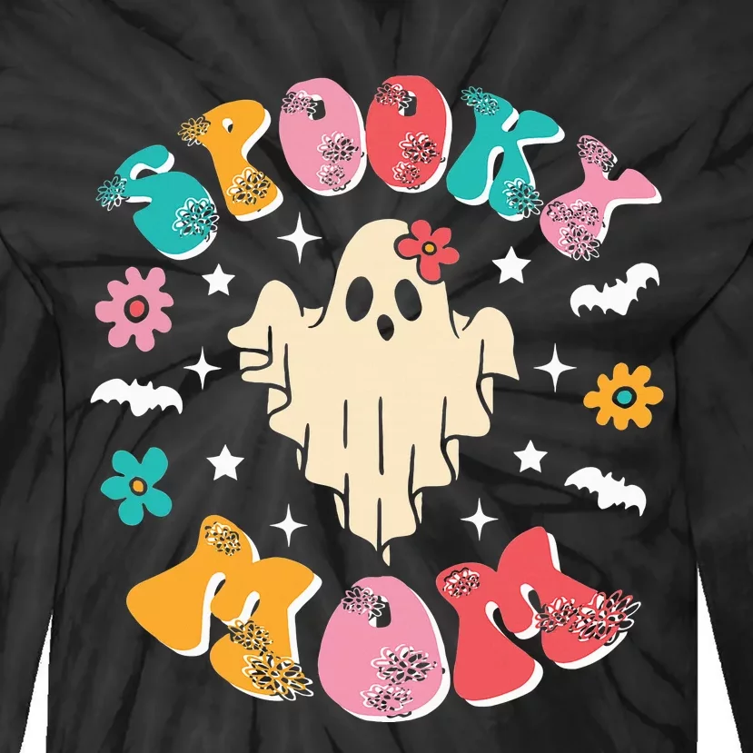 Spooky Mom Funny Halloween Ghost Spooky Mama Tie-Dye Long Sleeve Shirt