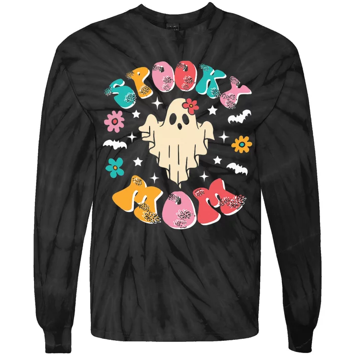 Spooky Mom Funny Halloween Ghost Spooky Mama Tie-Dye Long Sleeve Shirt