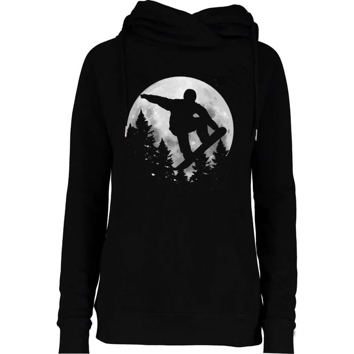 Snowboard Moon Funny Freestyle Snowboarding Womens Funnel Neck Pullover Hood