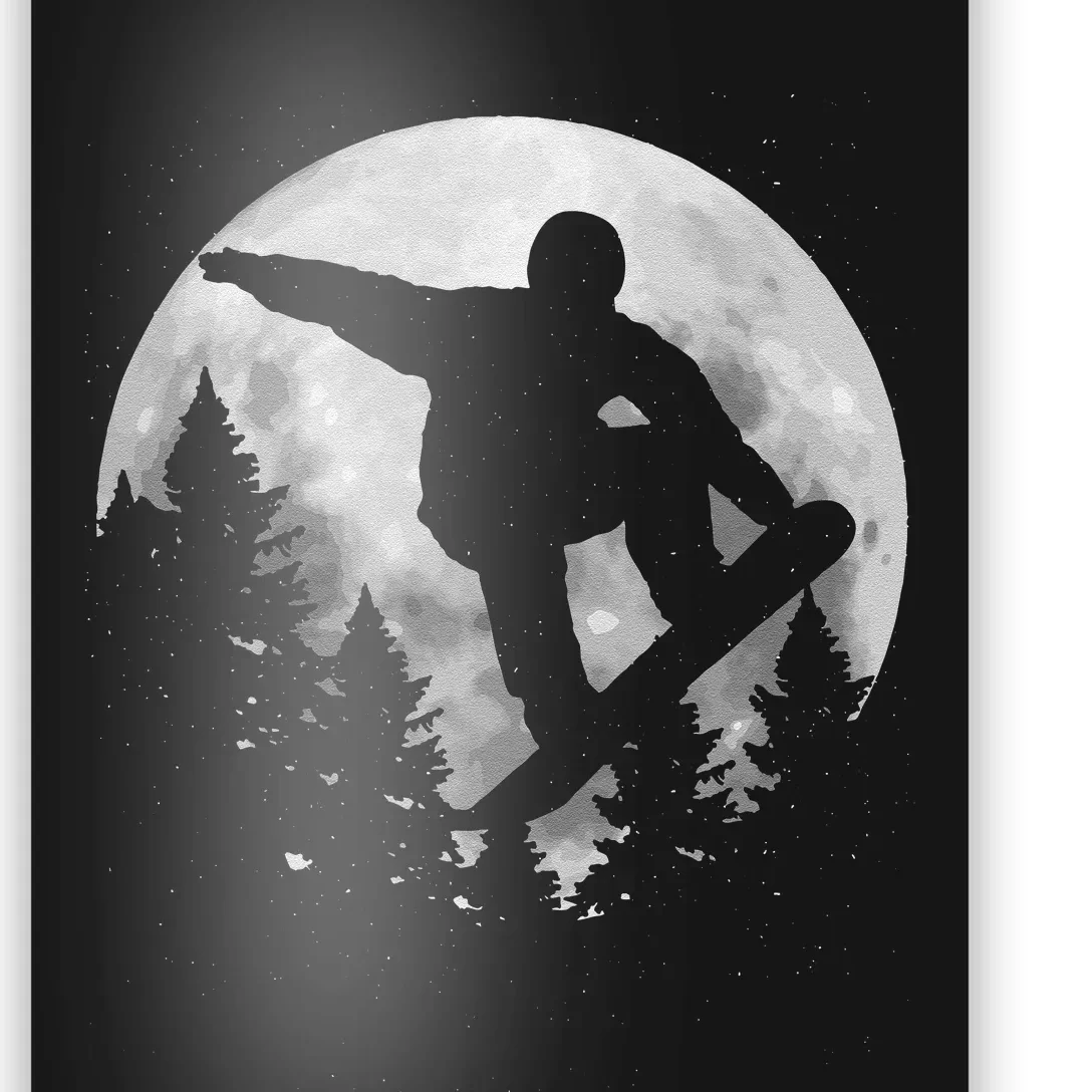 Snowboard Moon Funny Freestyle Snowboarding Poster