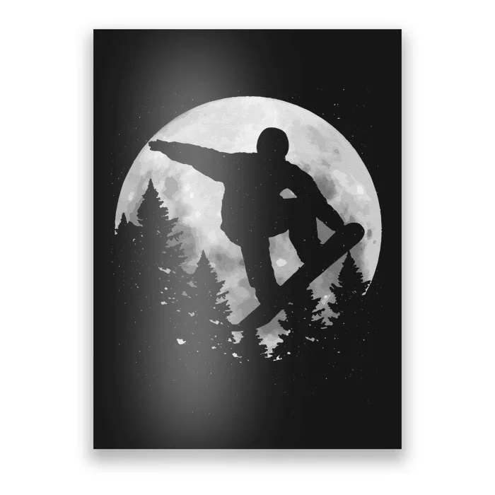 Snowboard Moon Funny Freestyle Snowboarding Poster