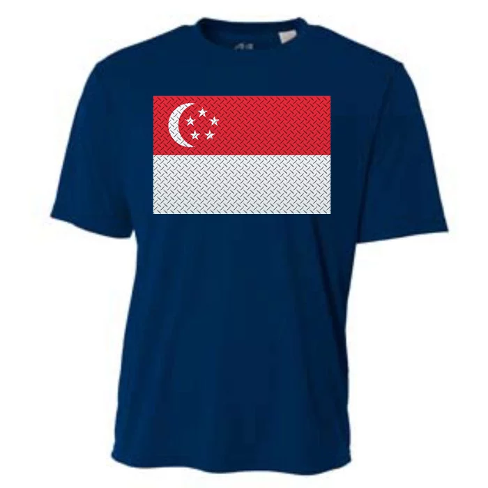 Singapore Metal Flag Shield Cooling Performance Crew T-Shirt