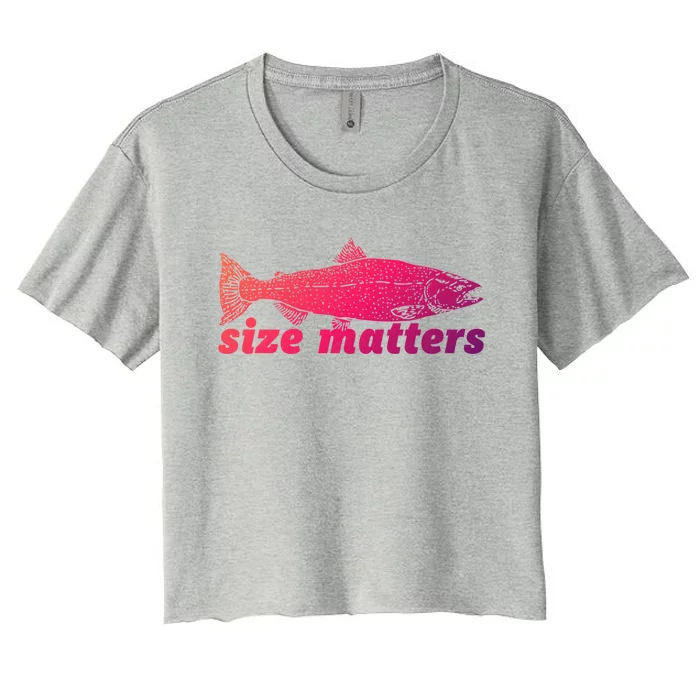 Size Matters Funny Fishing Fisher Funny Novelty Funny Gift Women's Crop Top Tee