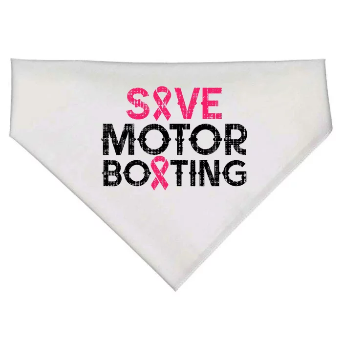 Save Motorboating Funny Pink Breast Cancer Awareness Support USA-Made Doggie Bandana