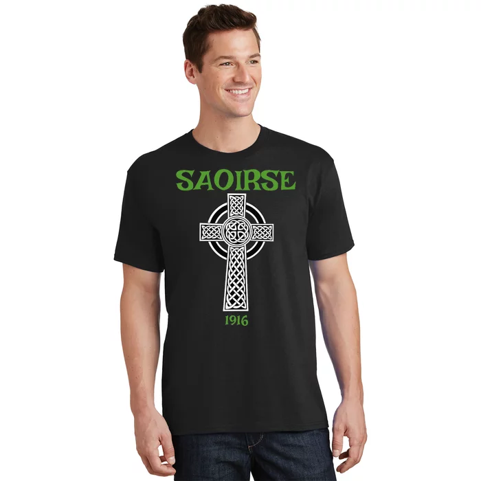 Saoirse meaning Freedom Irish Republican With Celtic Cross T-Shirt