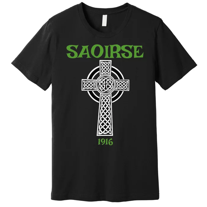 Saoirse meaning Freedom Irish Republican With Celtic Cross Premium T-Shirt