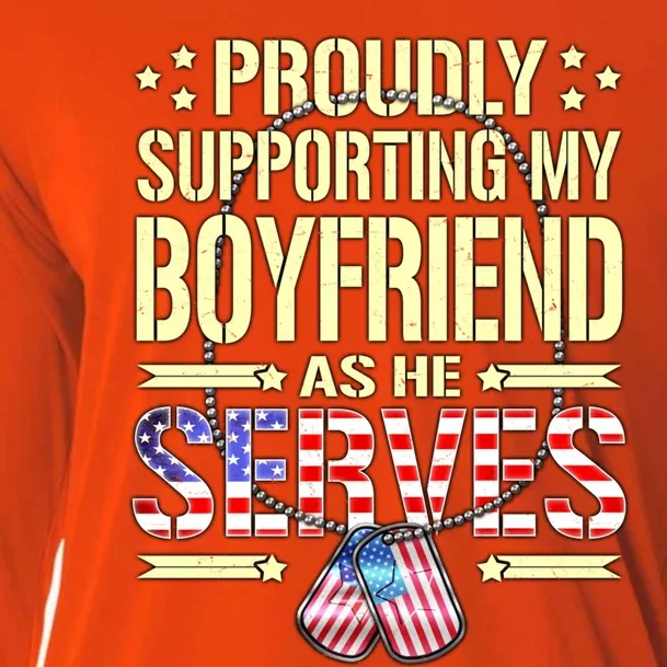 Support My Friend As He Serves Proud Army Friend Gift Cooling Performance Long Sleeve Crew