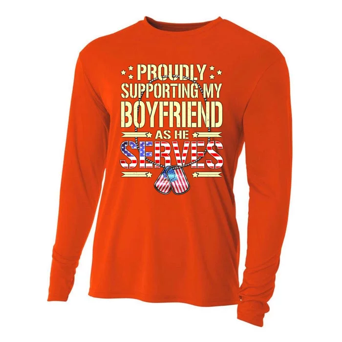 Support My Friend As He Serves Proud Army Friend Gift Cooling Performance Long Sleeve Crew