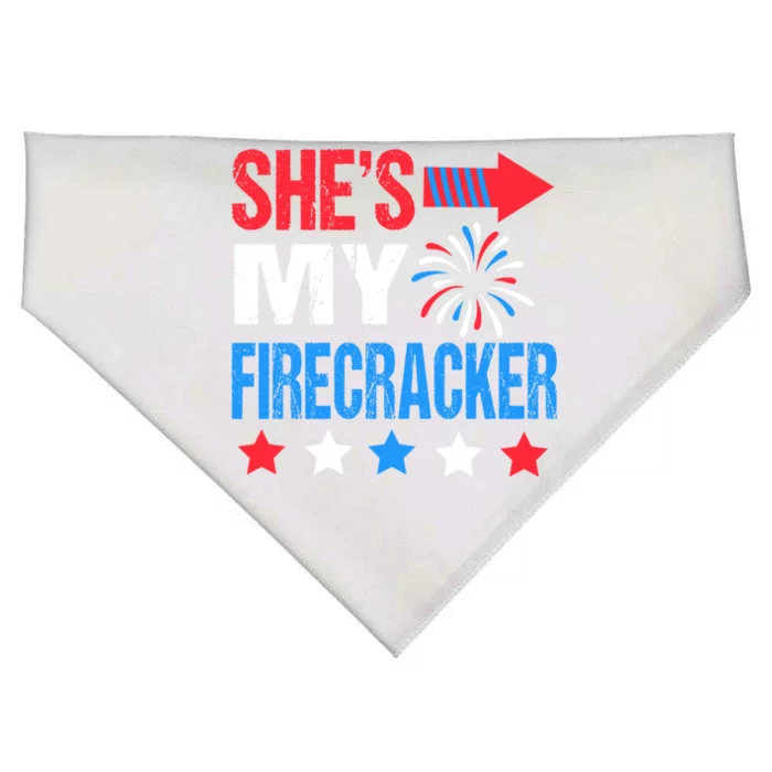 Shes My Firecracker Matching 4th Of July Gift For Couples Gift USA-Made Doggie Bandana