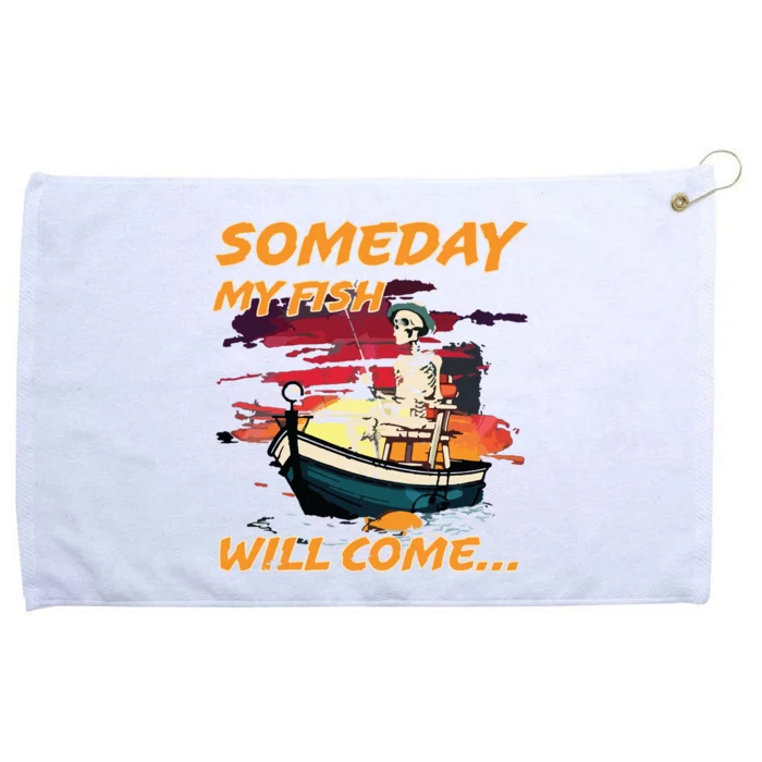 Someday My Fish Will Come Vintage 90s Grommeted Golf Towel