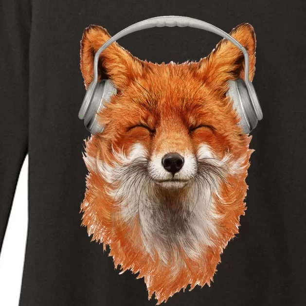 Smiling Musical Fox Womens CVC Long Sleeve Shirt