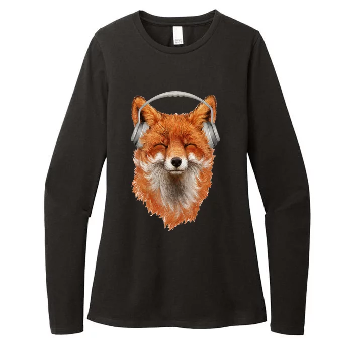 Smiling Musical Fox Womens CVC Long Sleeve Shirt