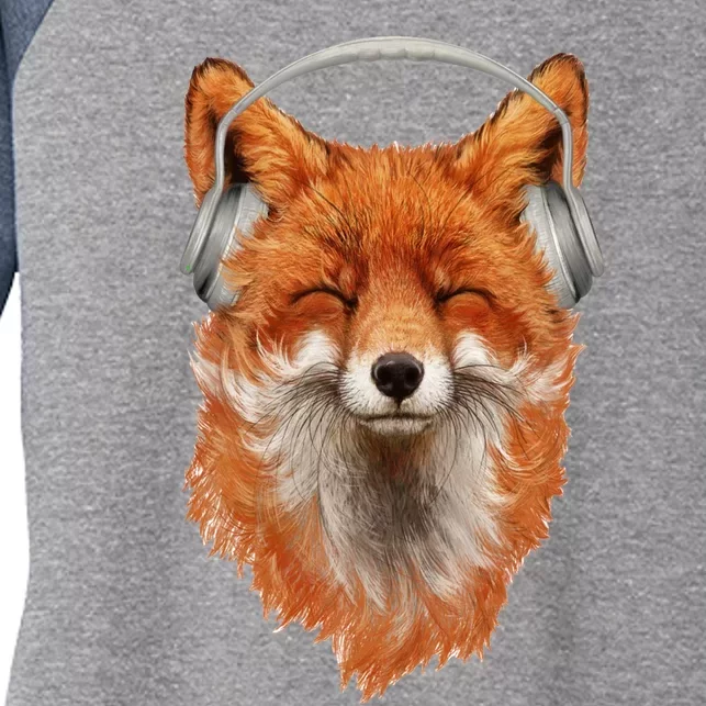 Smiling Musical Fox Women's Tri-Blend 3/4-Sleeve Raglan Shirt