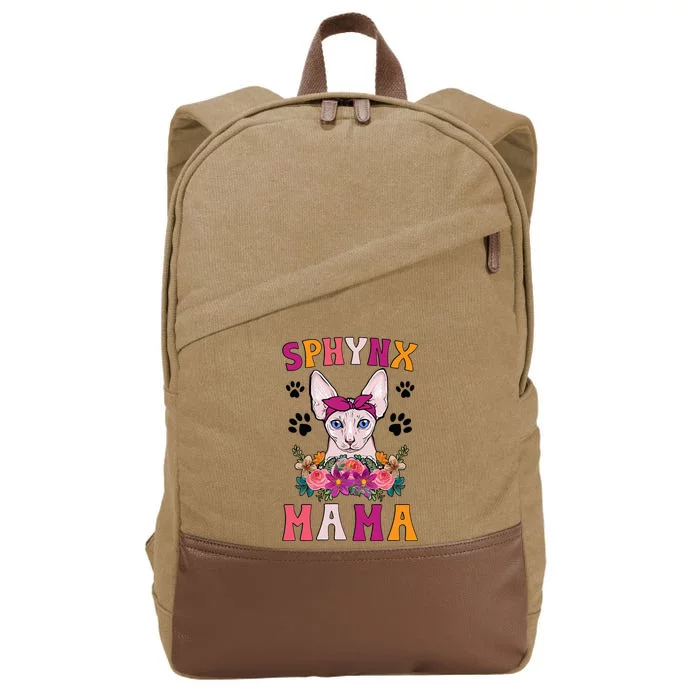 Sphynx Mama Flowers Sphynx Owner Sphynx Cat Mom Sphynx Girl Cotton Canvas Backpack