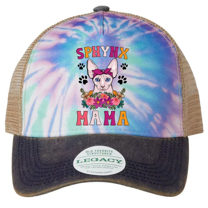 Sphynx Mama Flowers Sphynx Owner Sphynx Cat Mom Sphynx Girl Legacy Tie Dye Trucker Hat