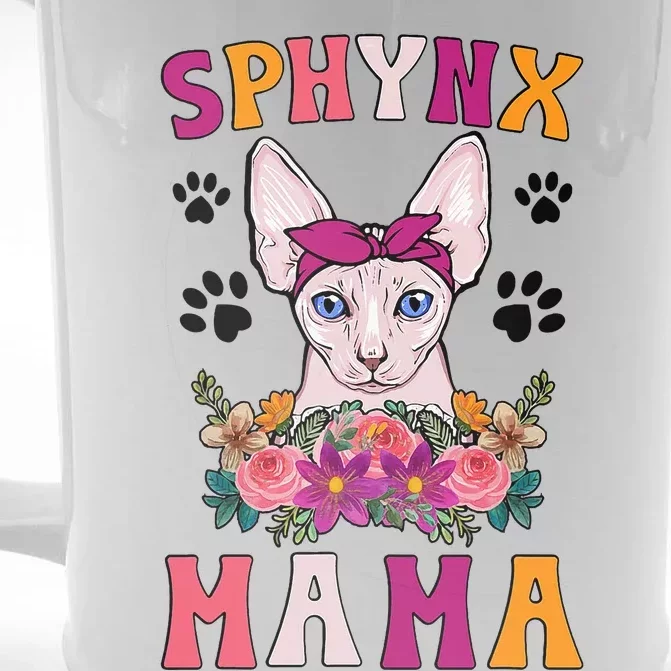 Sphynx Mama Flowers Sphynx Owner Sphynx Cat Mom Sphynx Girl Front & Back Beer Stein