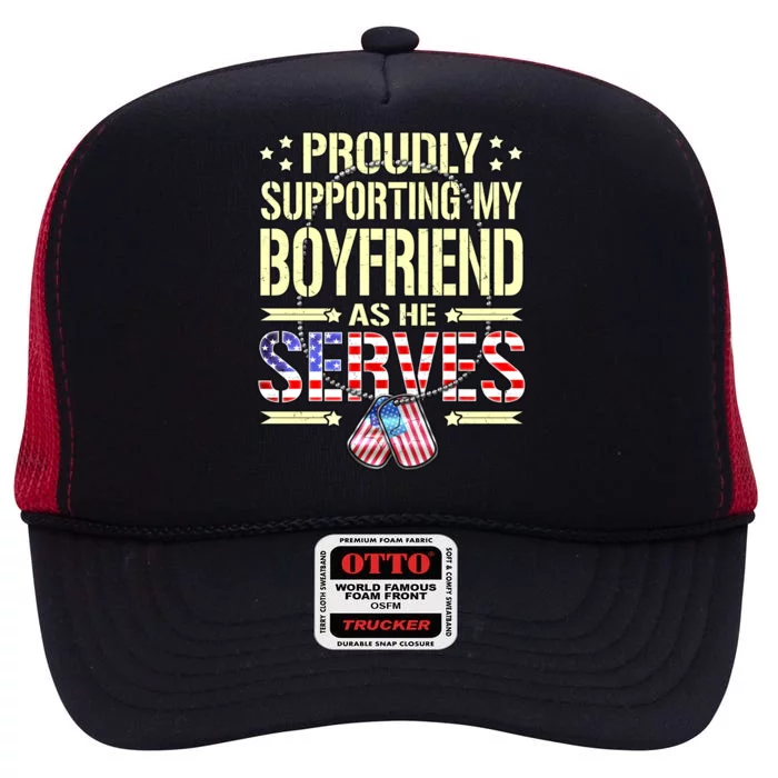 Support My Friend As He Serves Proud Army Friend Gift Cool Gift High Crown Mesh Trucker Hat