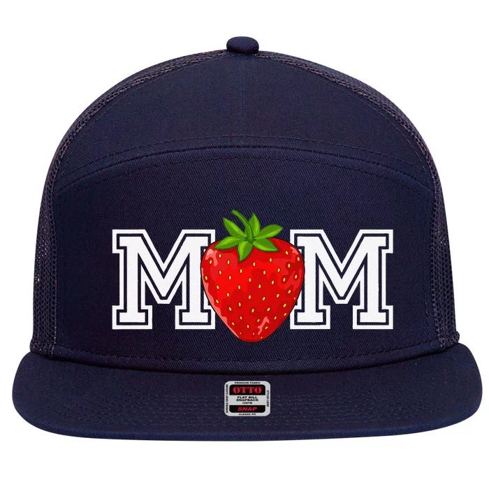 Strawberry Mom Fruit Lover Fruitarian MotherS Day Berry 7 Panel Mesh Trucker Snapback Hat