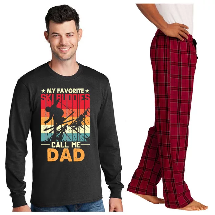 Skiing My Favorite Ski Buddies Call Me Dad Fathers Day Gift Long Sleeve Pajama Set