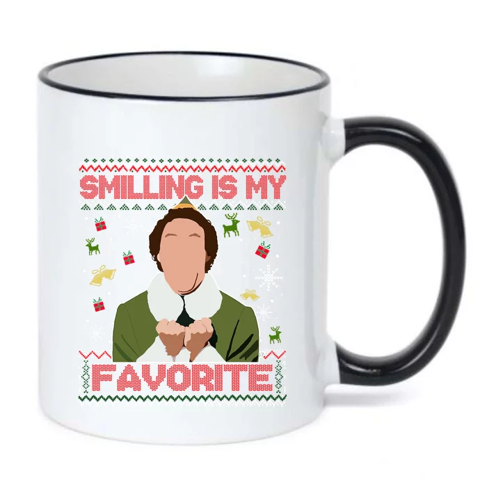 Smiling My Favorite Movie Quotes Buddy Santa Ugly Christmas Black Color Changing Mug