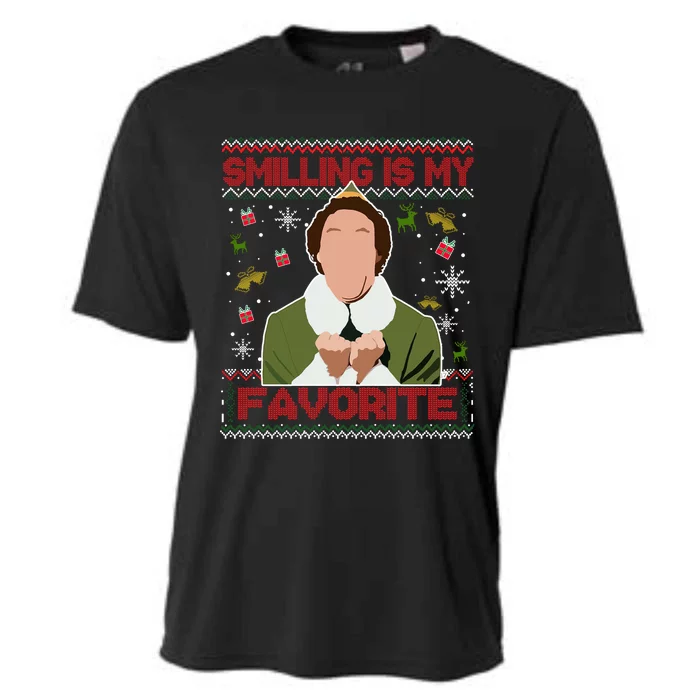 Smiling My Favorite Movie Quotes Buddy Santa Ugly Christmas Cooling Performance Crew T-Shirt