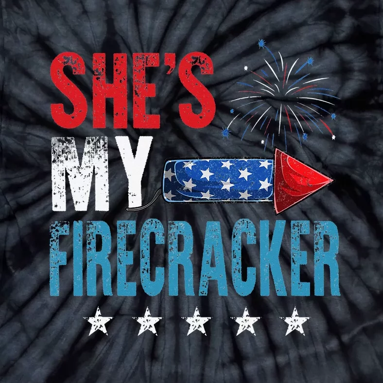 She's My Firecracker His And Hers 4th July Matching Couples Tie-Dye T-Shirt