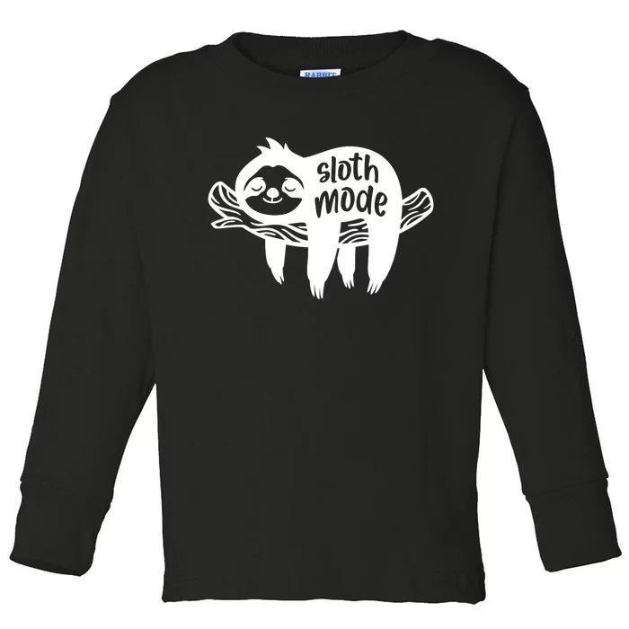 Sloth Mode Funny T Toddler Long Sleeve Shirt