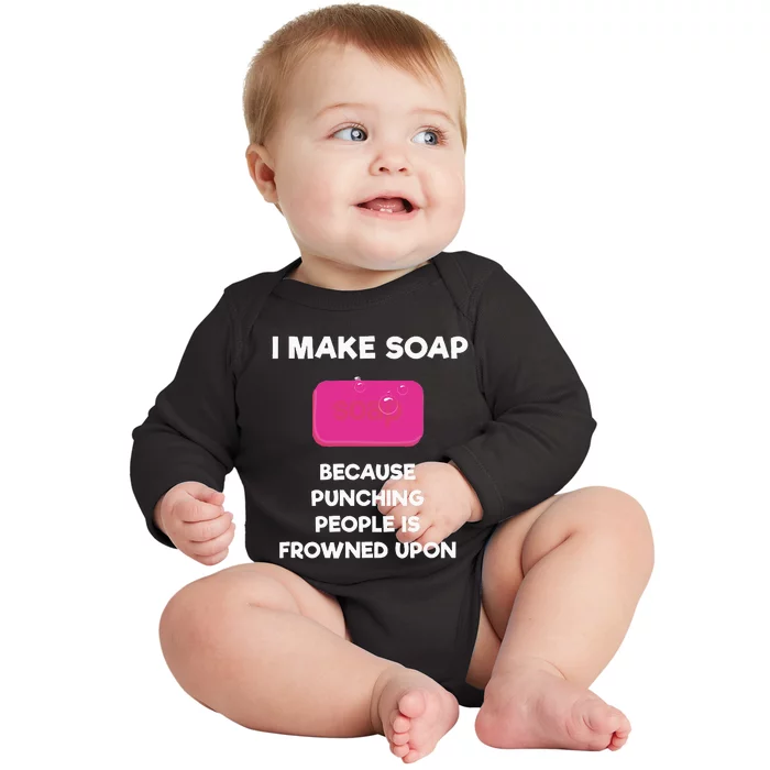 Soap Making Funny Gift Soap Maker Punch Baby Long Sleeve Bodysuit