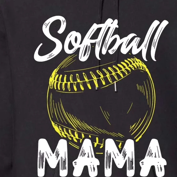 Softball Mama For Women Family Matching Players Mothers Day Premium Hoodie