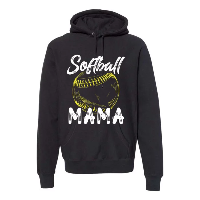 Softball Mama For Women Family Matching Players Mothers Day Premium Hoodie