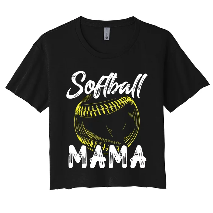 Softball Mama For Women Family Matching Players Mothers Day Women's Crop Top Tee