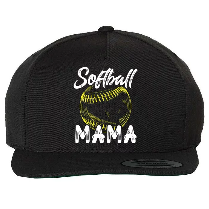 Softball Mama For Women Family Matching Players Mothers Day Wool Snapback Cap