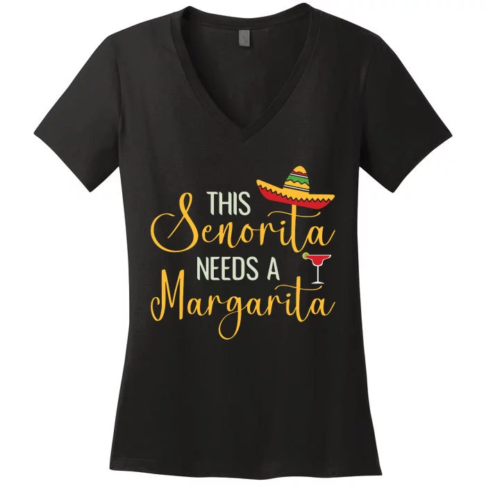 Senorita Margarita Fun Women's V-Neck T-Shirt