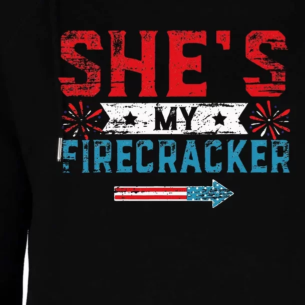 Shes My Firecracker His And Hers 4th July Matching Couples Womens Funnel Neck Pullover Hood