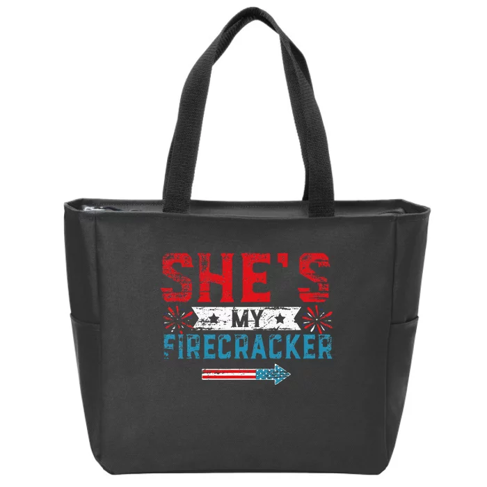 Shes My Firecracker His And Hers 4th July Matching Couples Zip Tote Bag